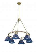  3306-6 AB-NVY - Orwell AB 6 Light Chandelier in Aged Brass with Matte Navy shades